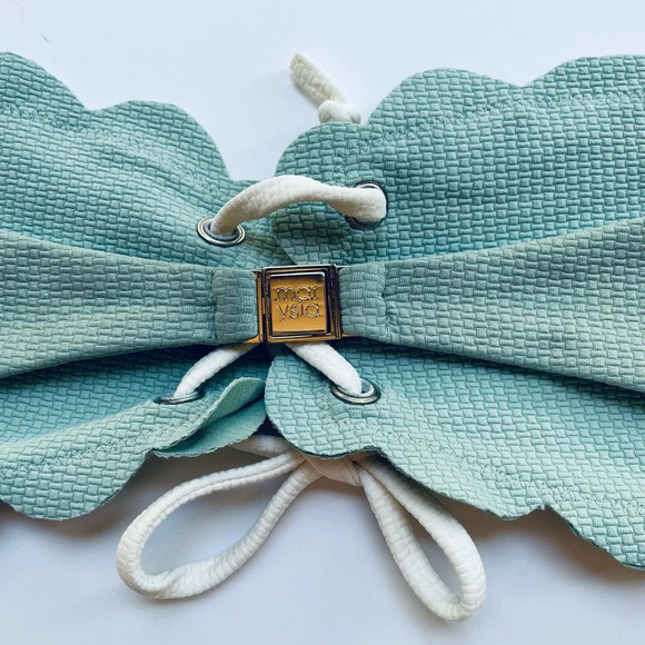 Marysia Riviera Bikini Swim Top Strapless Green Shimmer Size Large NEW - Picture 5 of 7